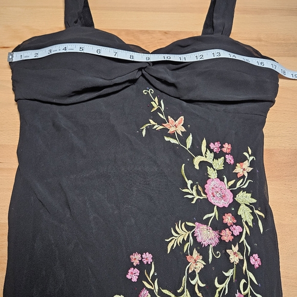 VTG Whimsigoth Babydoll Floral Embroidered Slip Dress Asymmetrical Fairy 12 - Picture 4 of 8